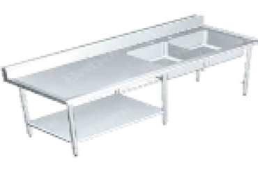 mesa con lambrin doble tarja y entrepaño alfer inox